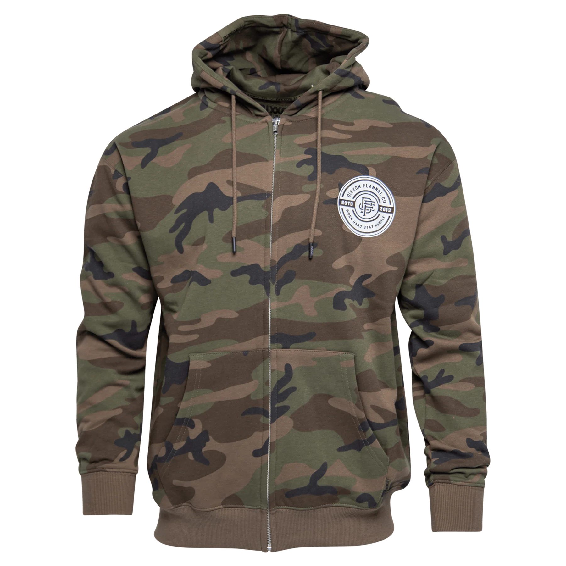 Work Hard Badge Zip Hood - White & Camo - Image 2