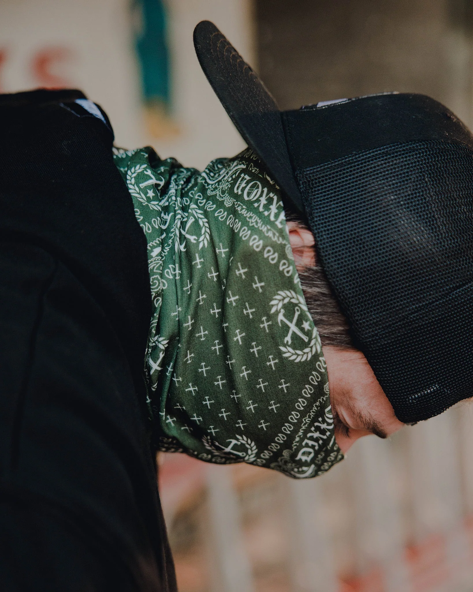 Bandana Gaiter - Green & White - Image 2
