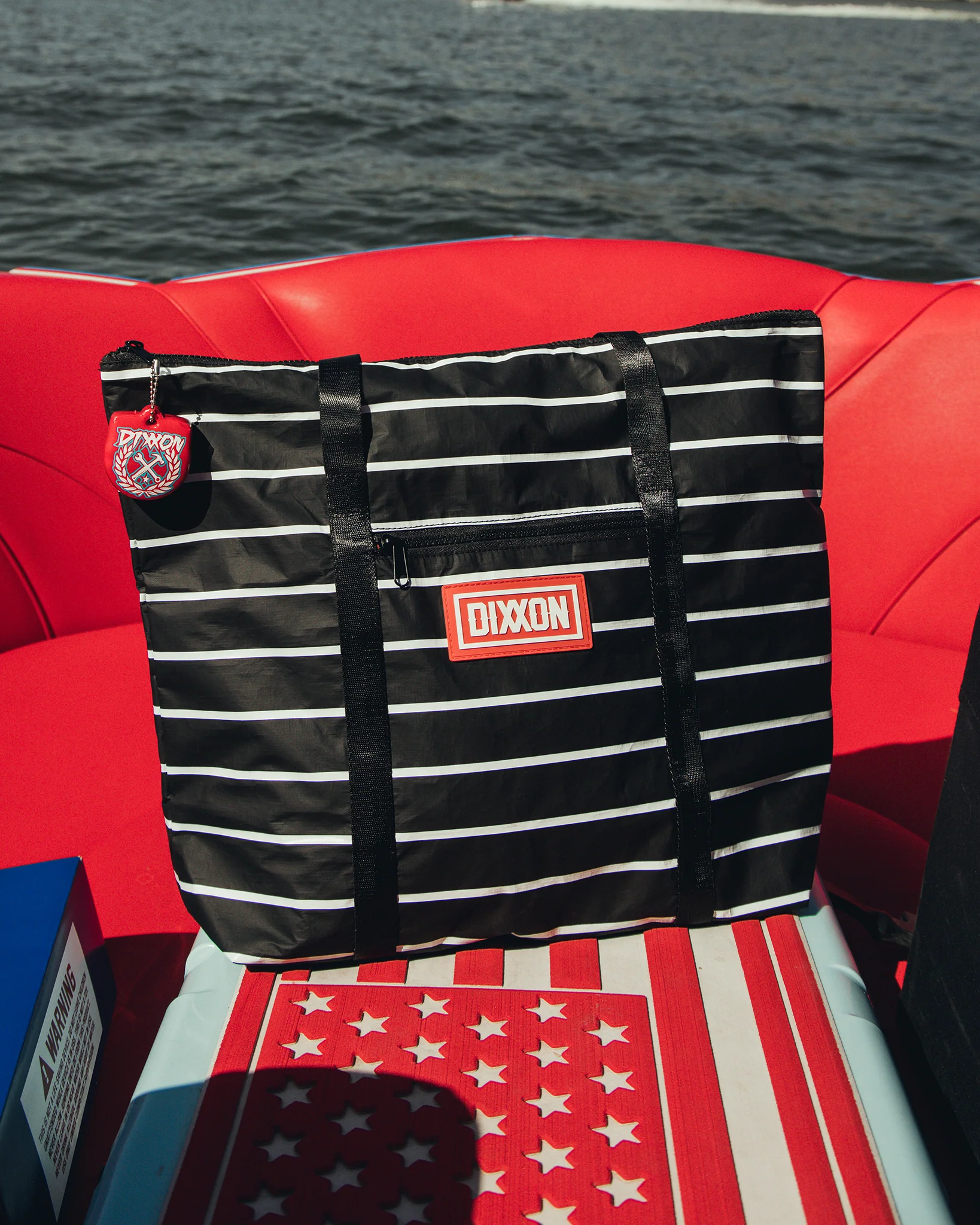Black & White Stripes Zipper Tote Beach Bag - Image 4