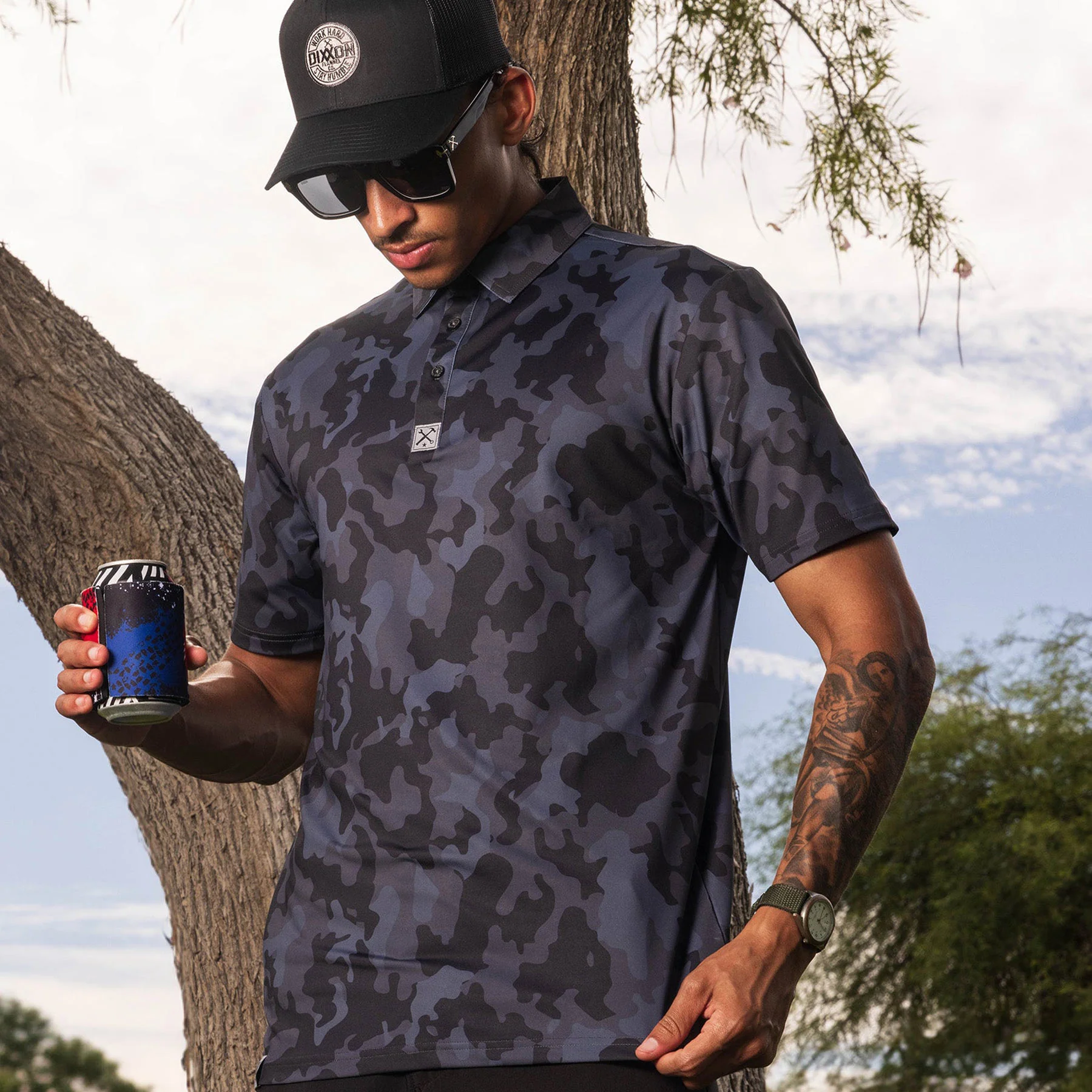 Black Camo Party Polo
