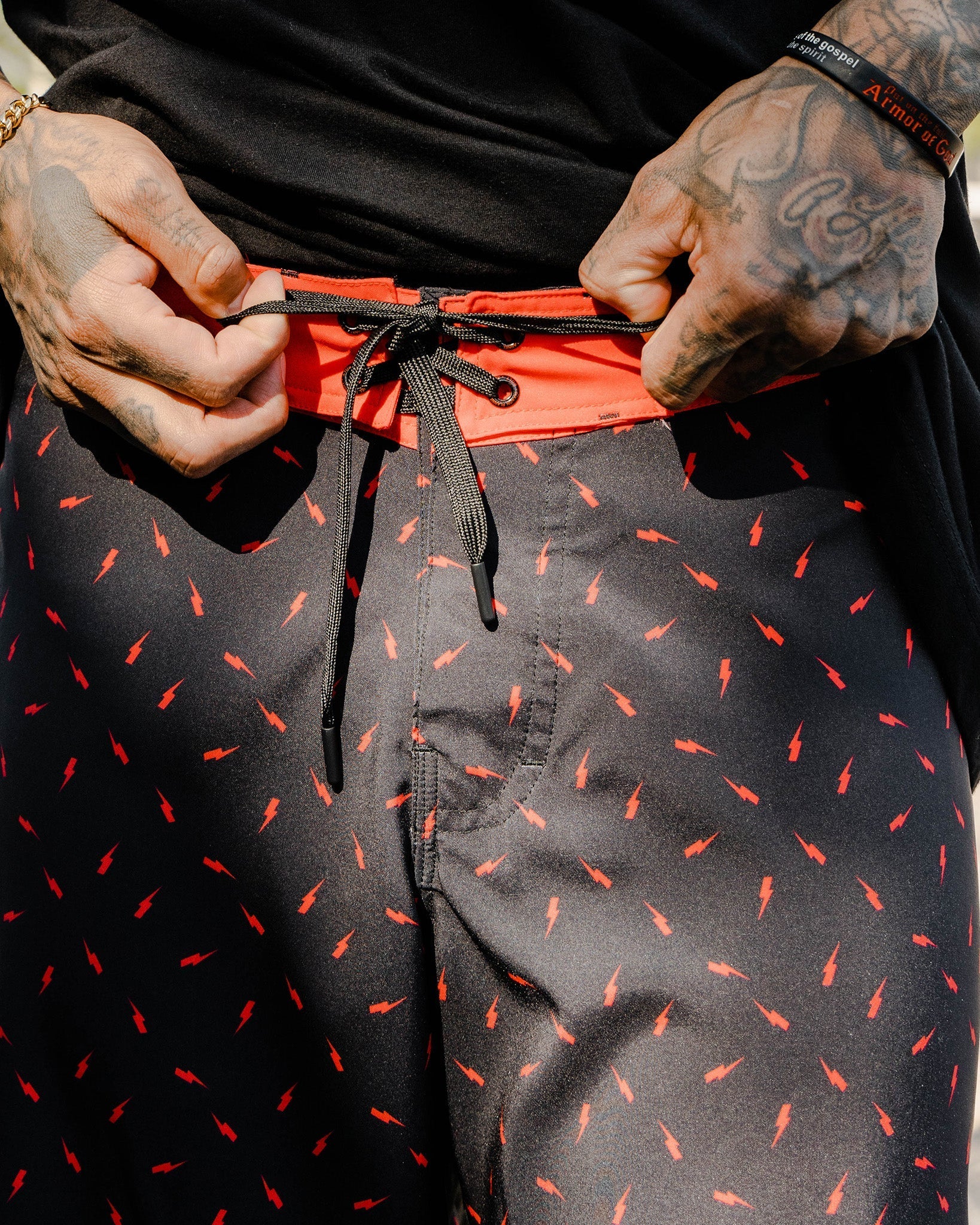 Bolt Boardshorts - Black & Red - Image 3