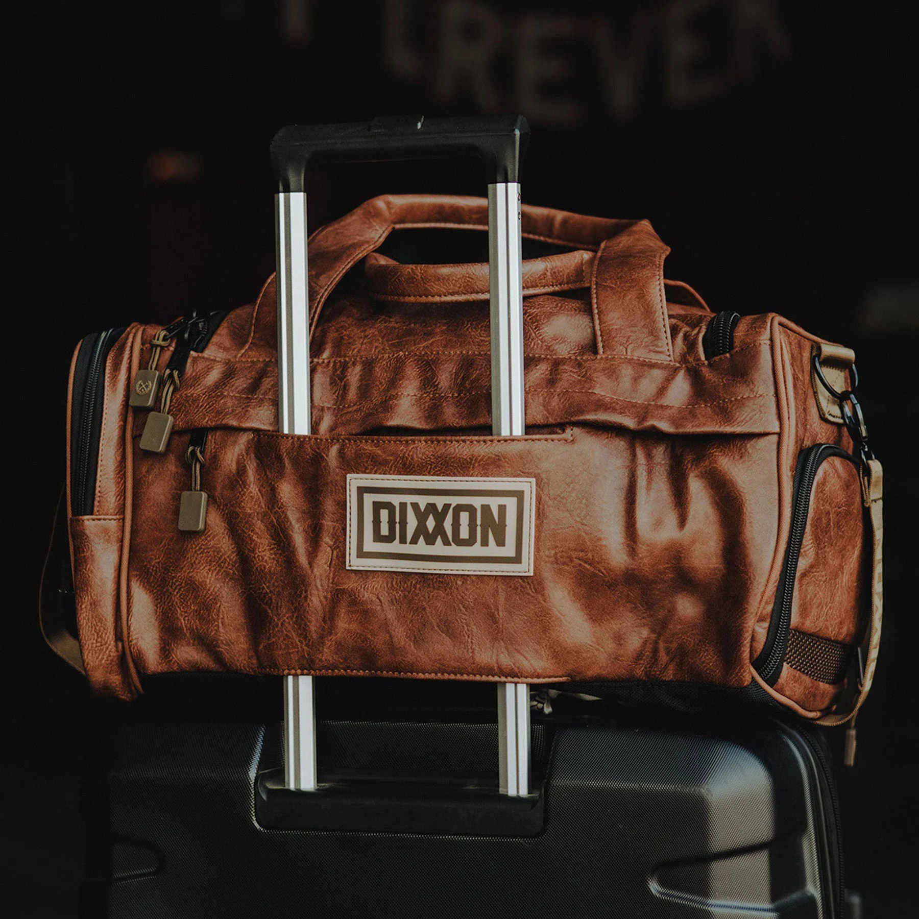 Brown Distressed Leather Duffle Bag