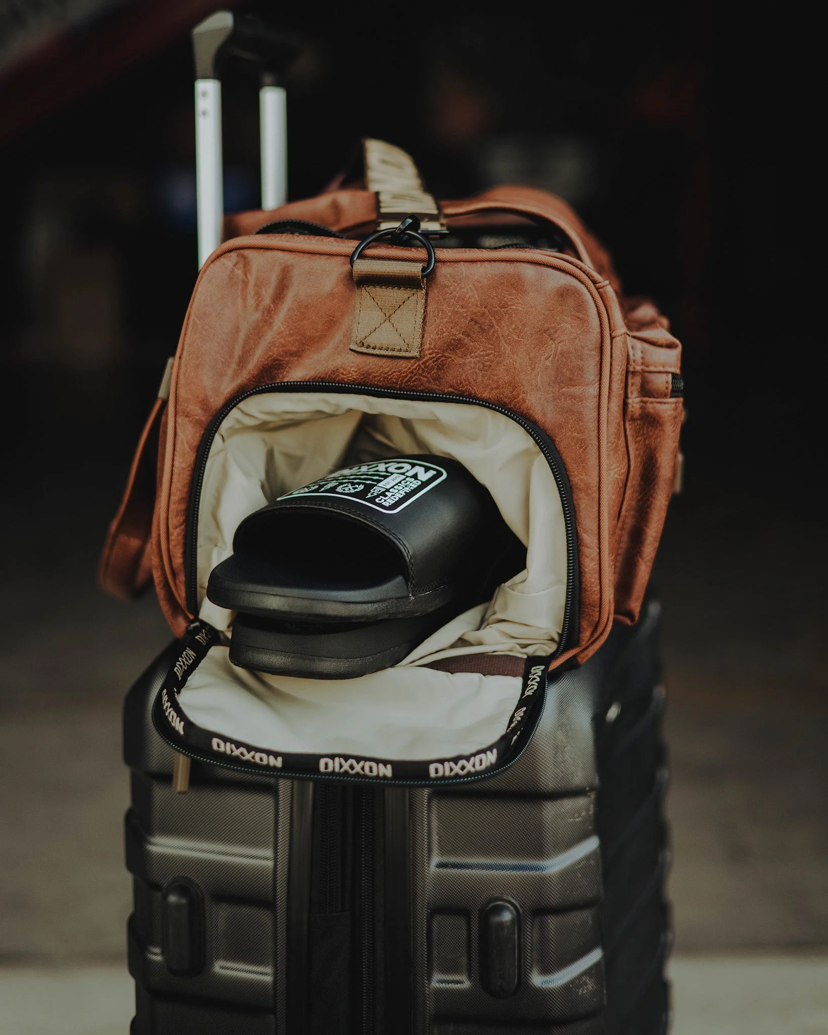 Brown Distressed Leather Duffle Bag - Image 2