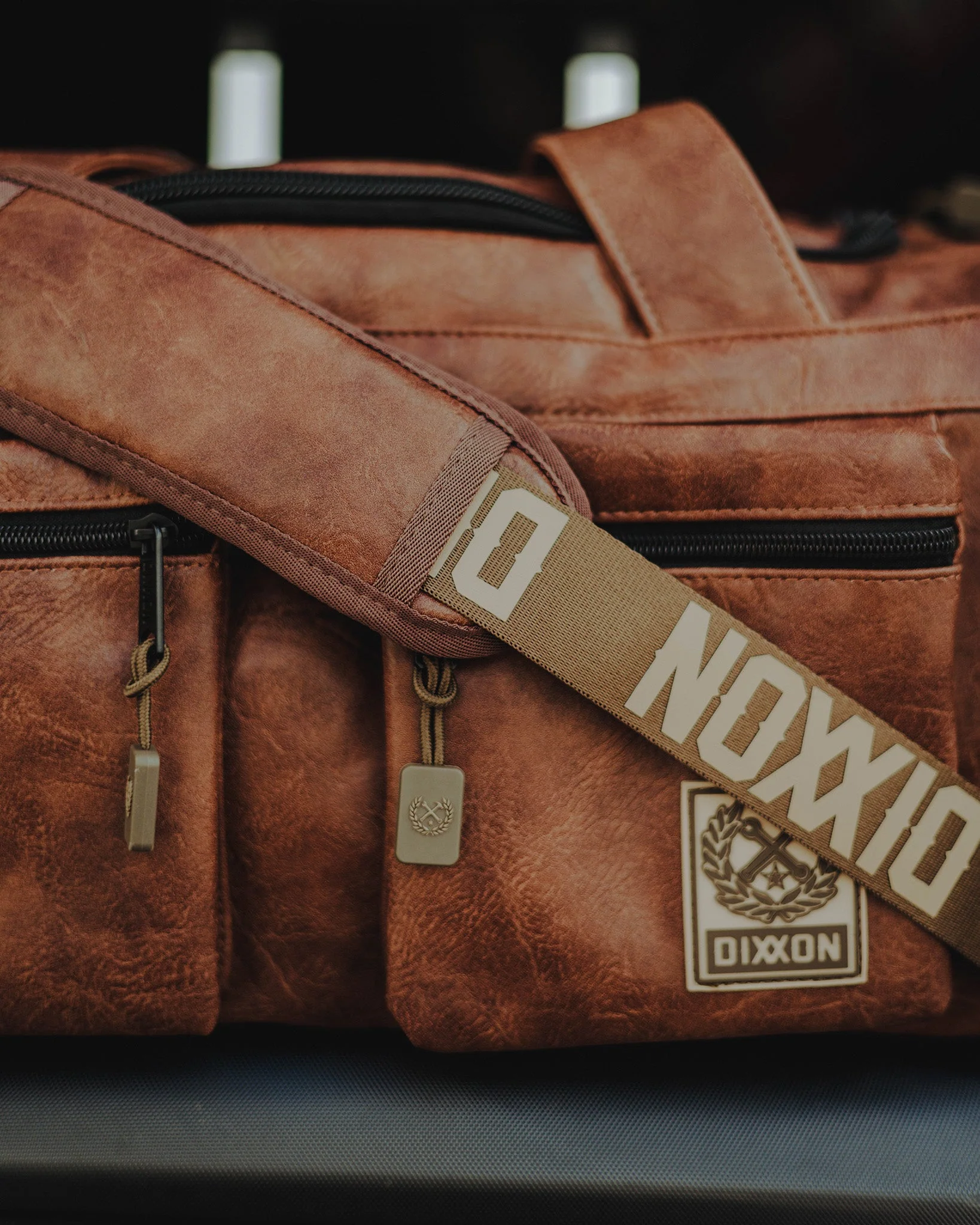 Brown Distressed Leather Duffle Bag - Image 3