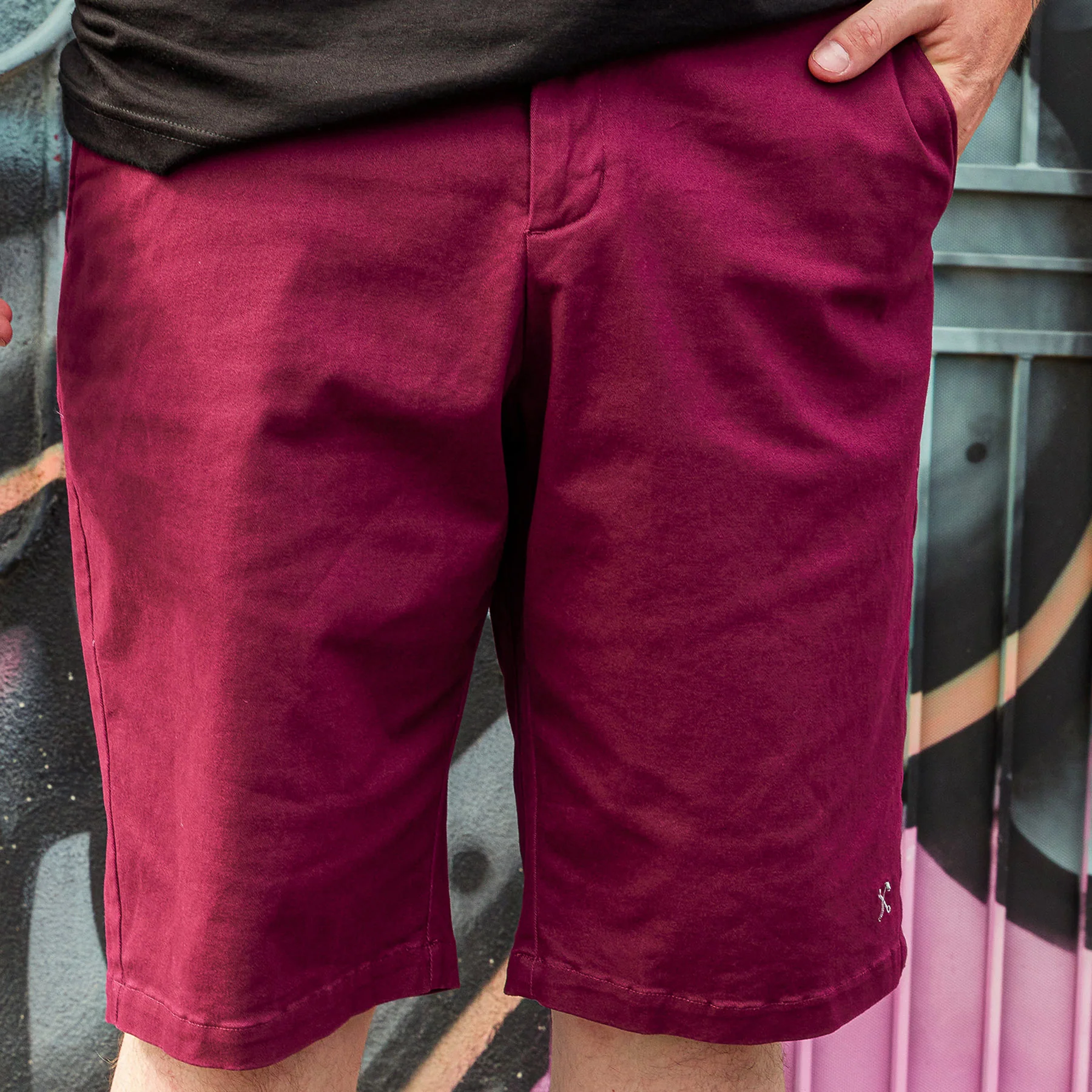 Chino Shorts - Maroon - Image 3
