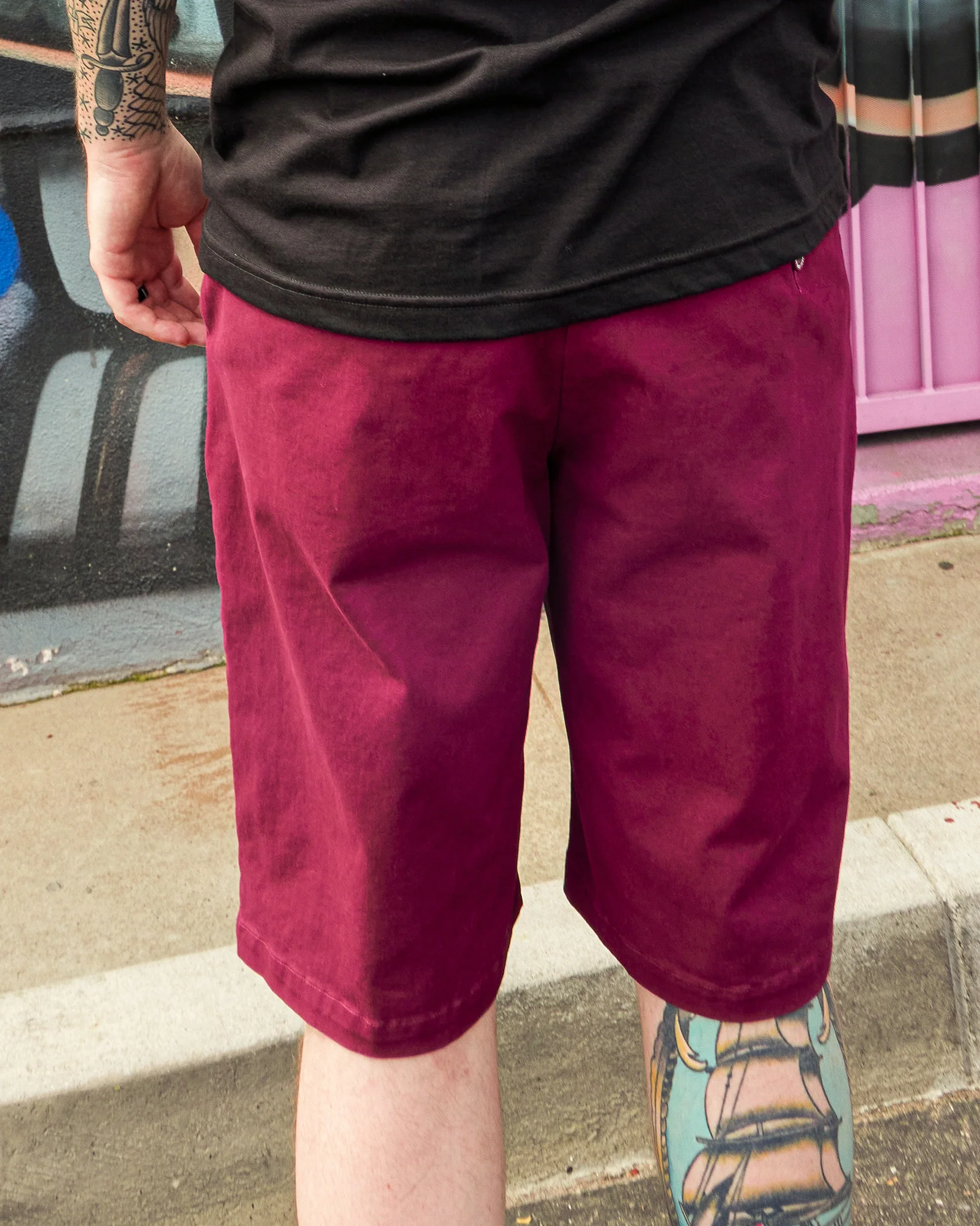 Chino Shorts - Maroon - Image 6