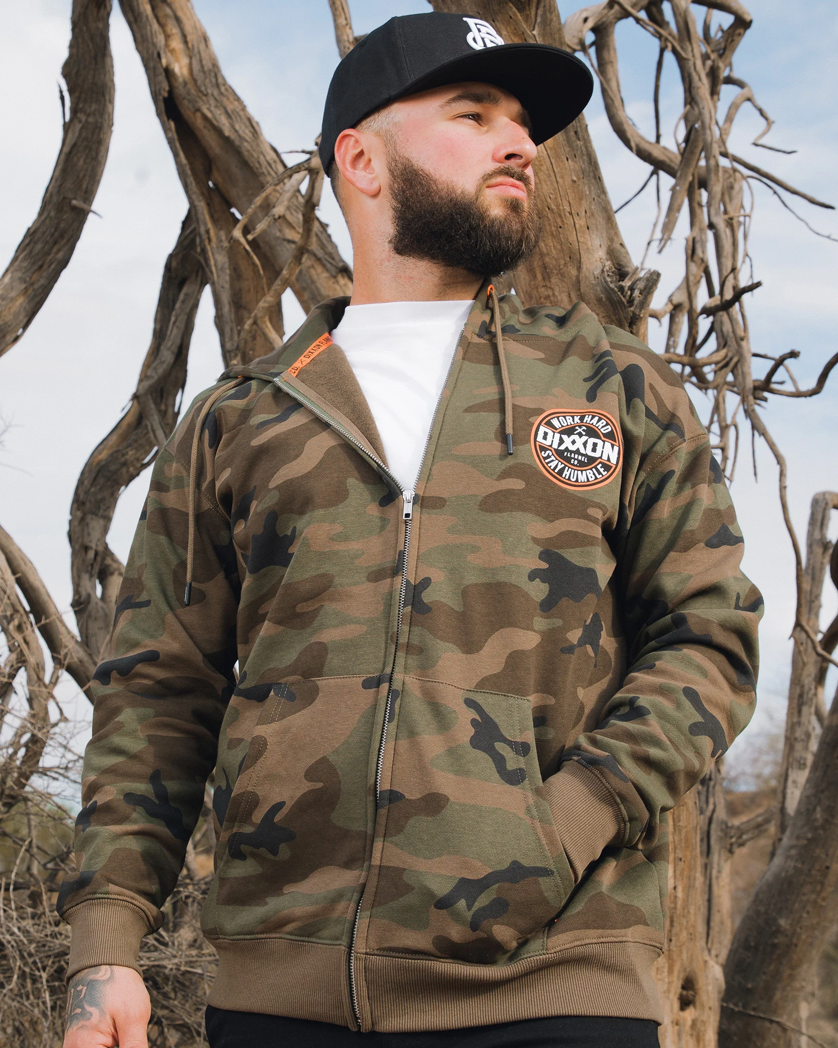 Corpo Zip Hood - Orange & Camo - Image 3