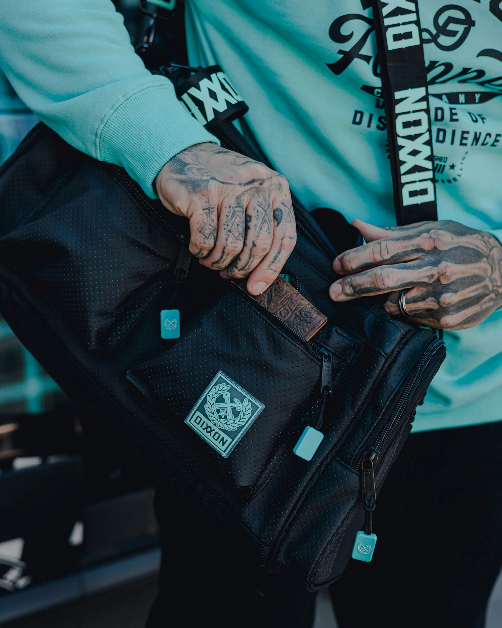 Leather Overload Duffle Bag - Black Perforated - Image 3