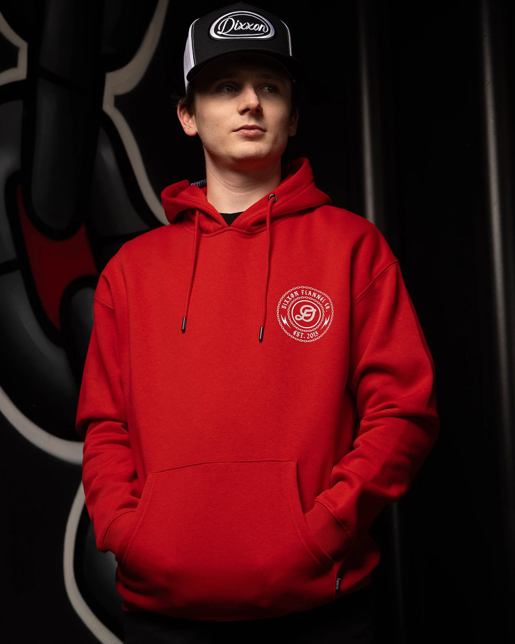 Linked Red Pullover Hoodie - Red - Image 4