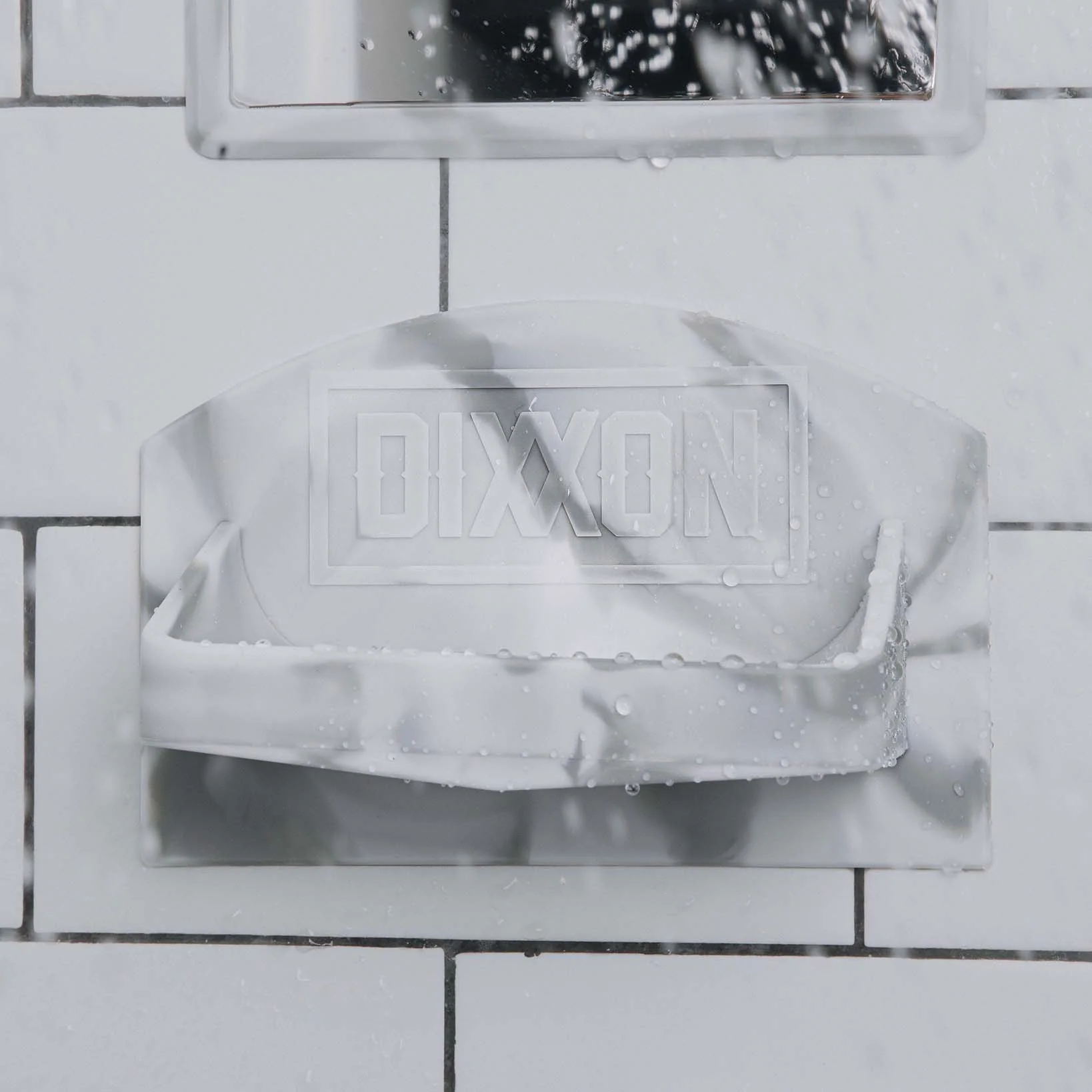 Adhesive Silicone Soap Holder - White Marble