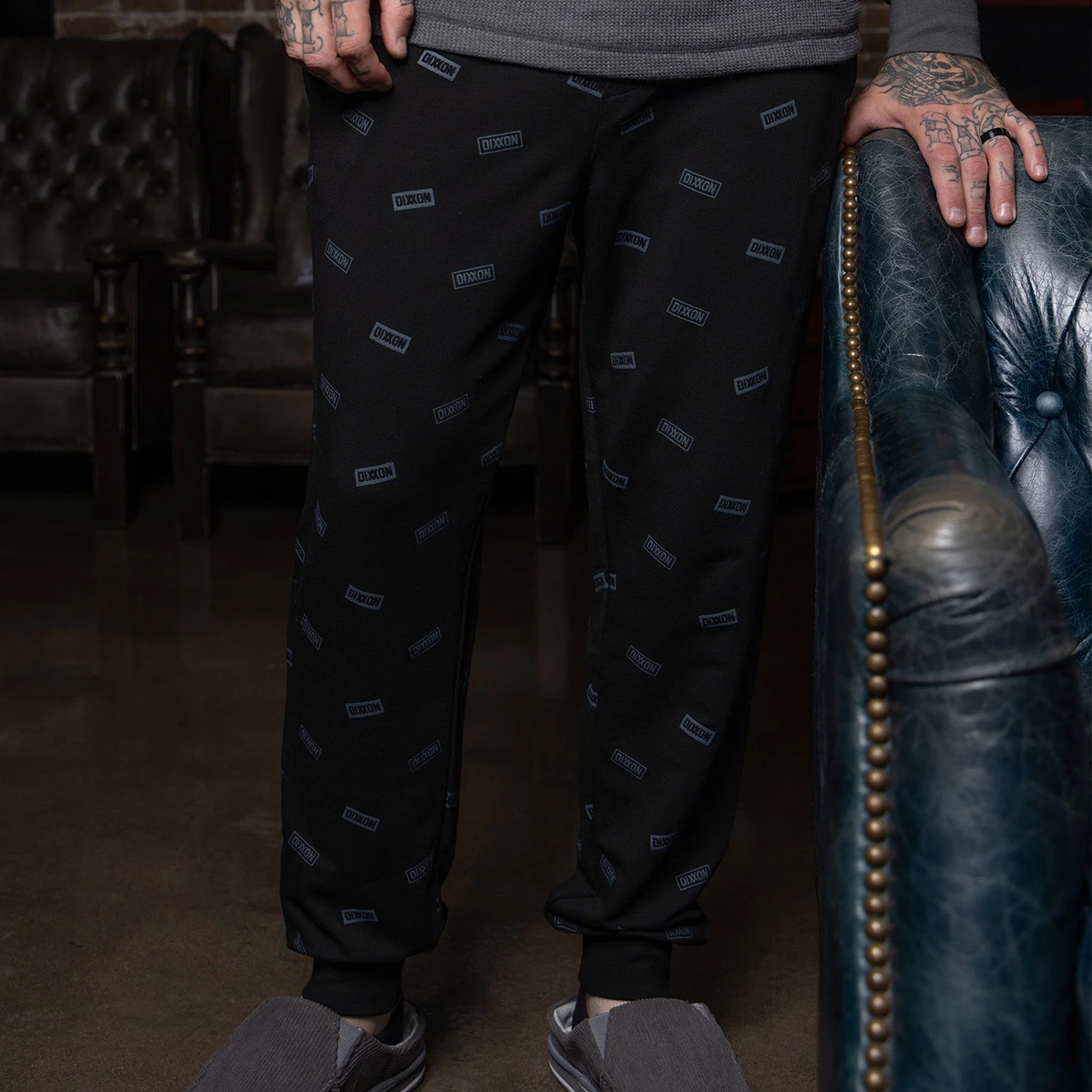 Men's Logo Boxed Pyjama Pants - Black & Grey