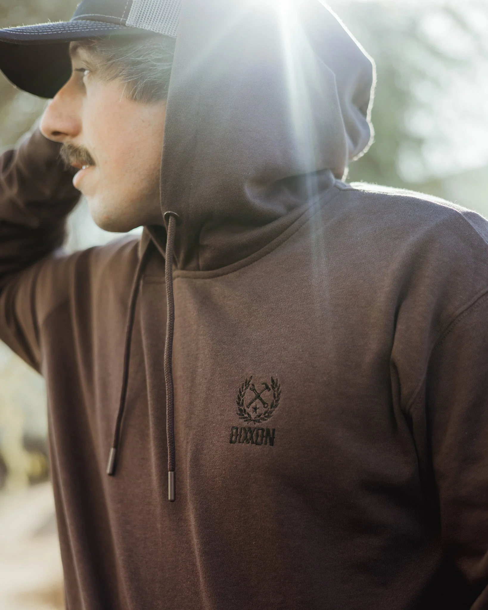 Minimal Branding Hood - Black Crest on Brown - Image 3
