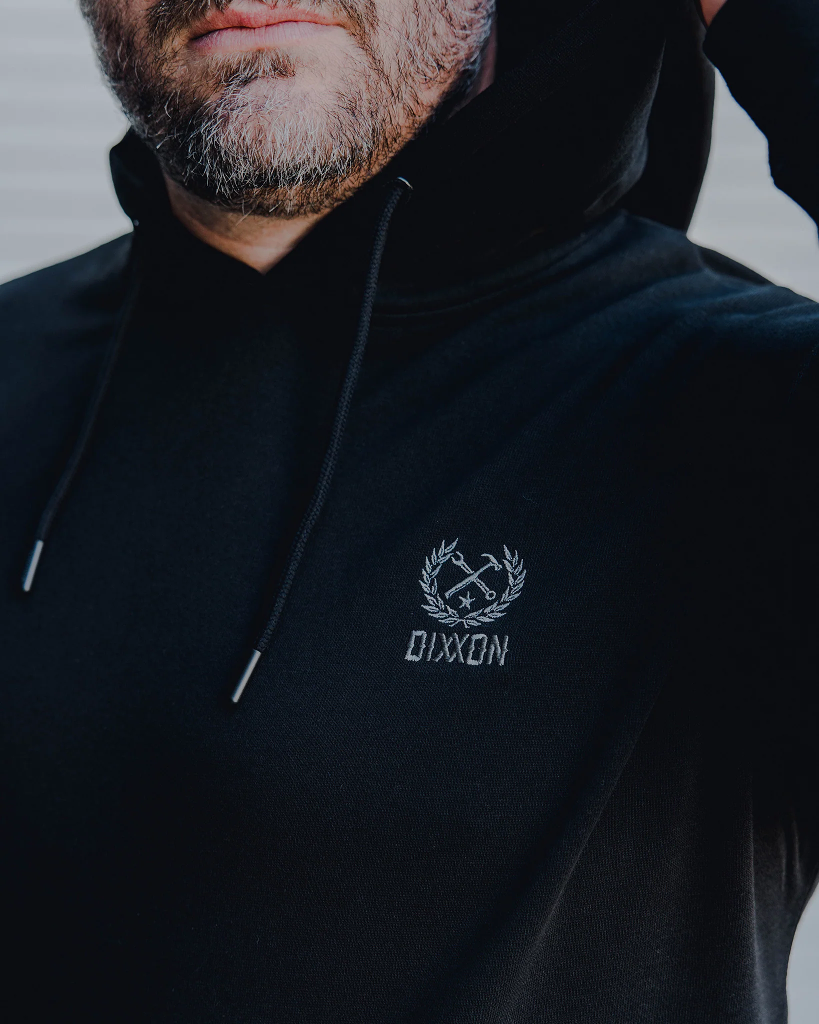 Grey Crest Lightweight Pullover Hoodie - Black - Image 2