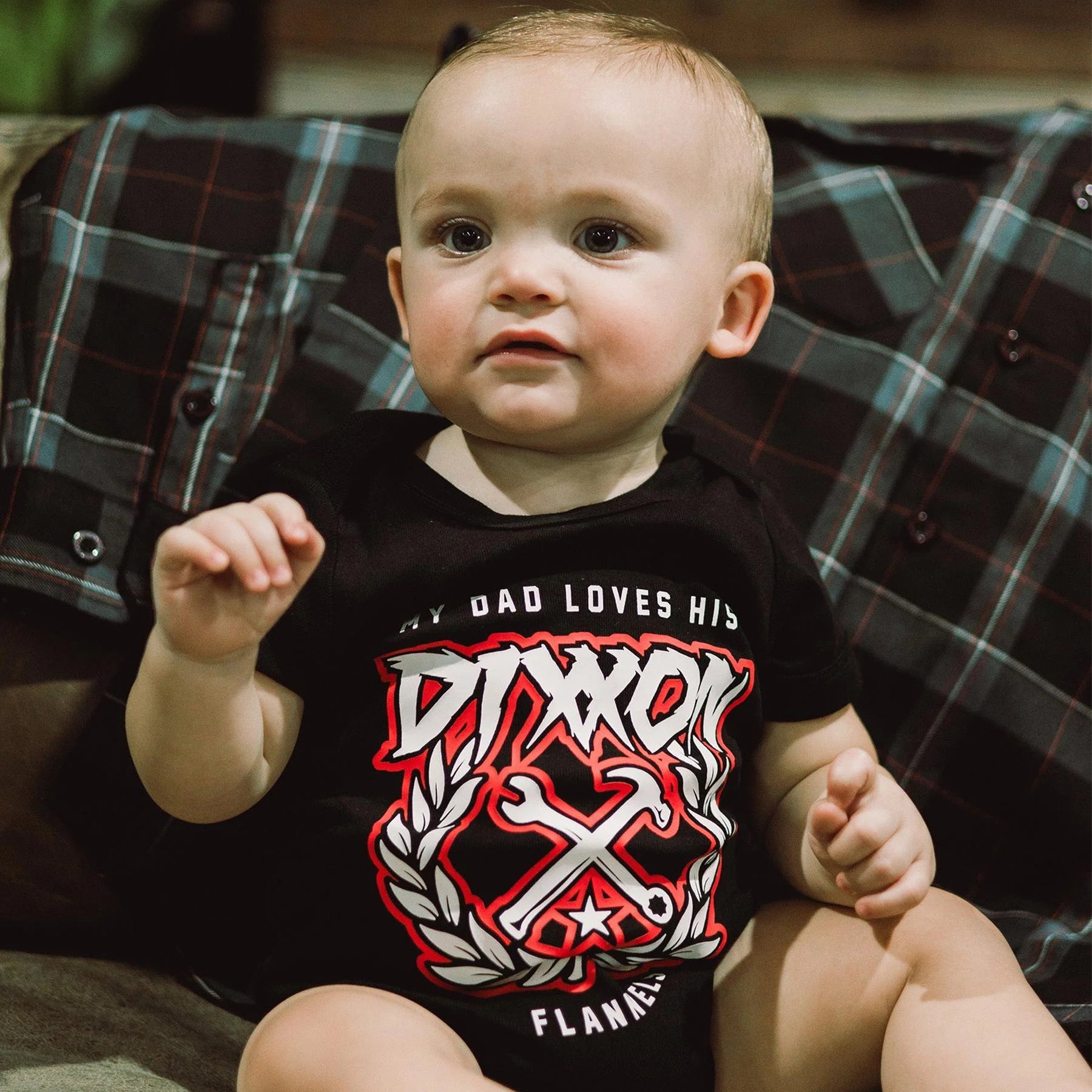 My Dad Loves His Dixxon Flannels Baby Onesie