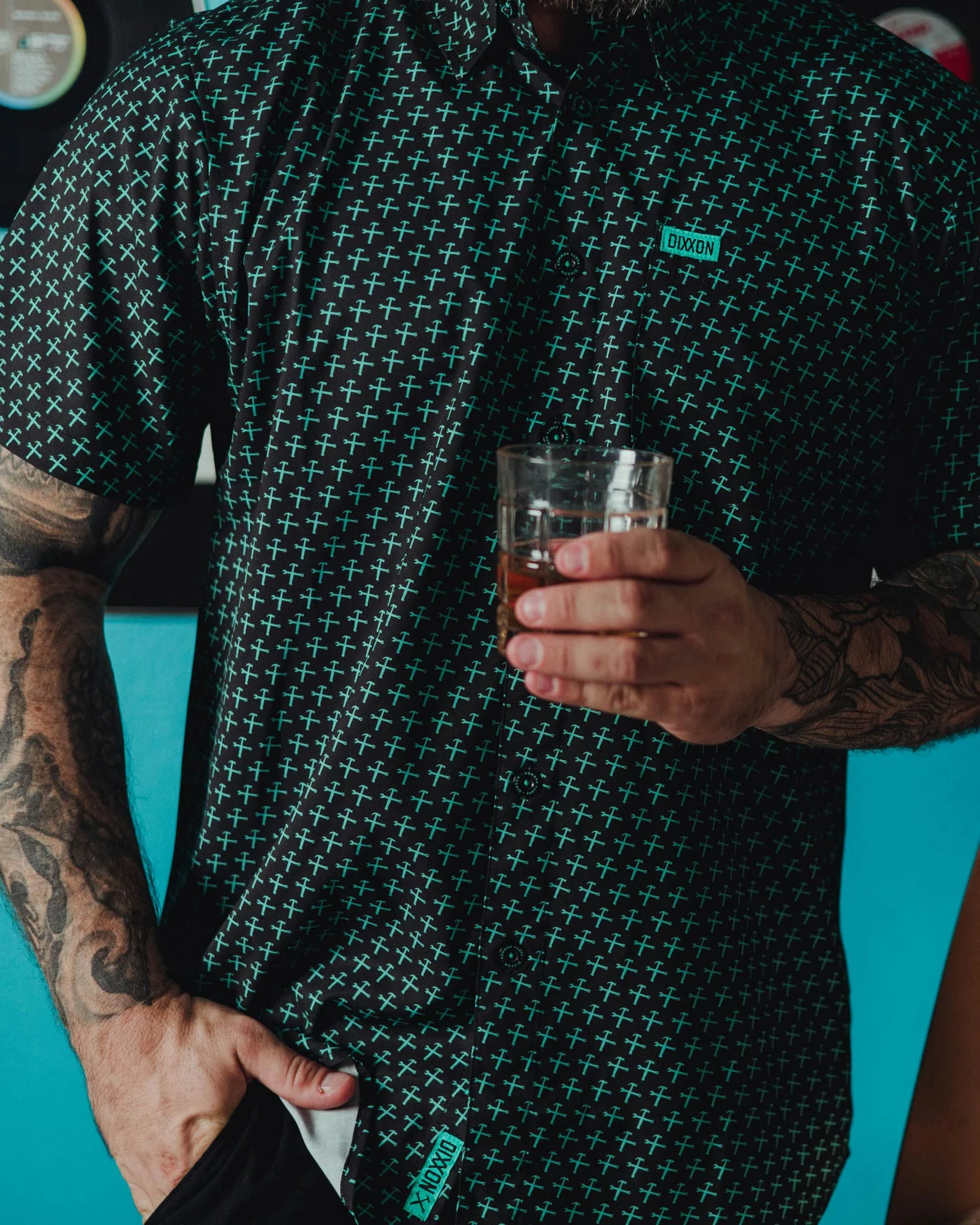 Party Hammer Short Sleeve - Black & Aqua - Image 5