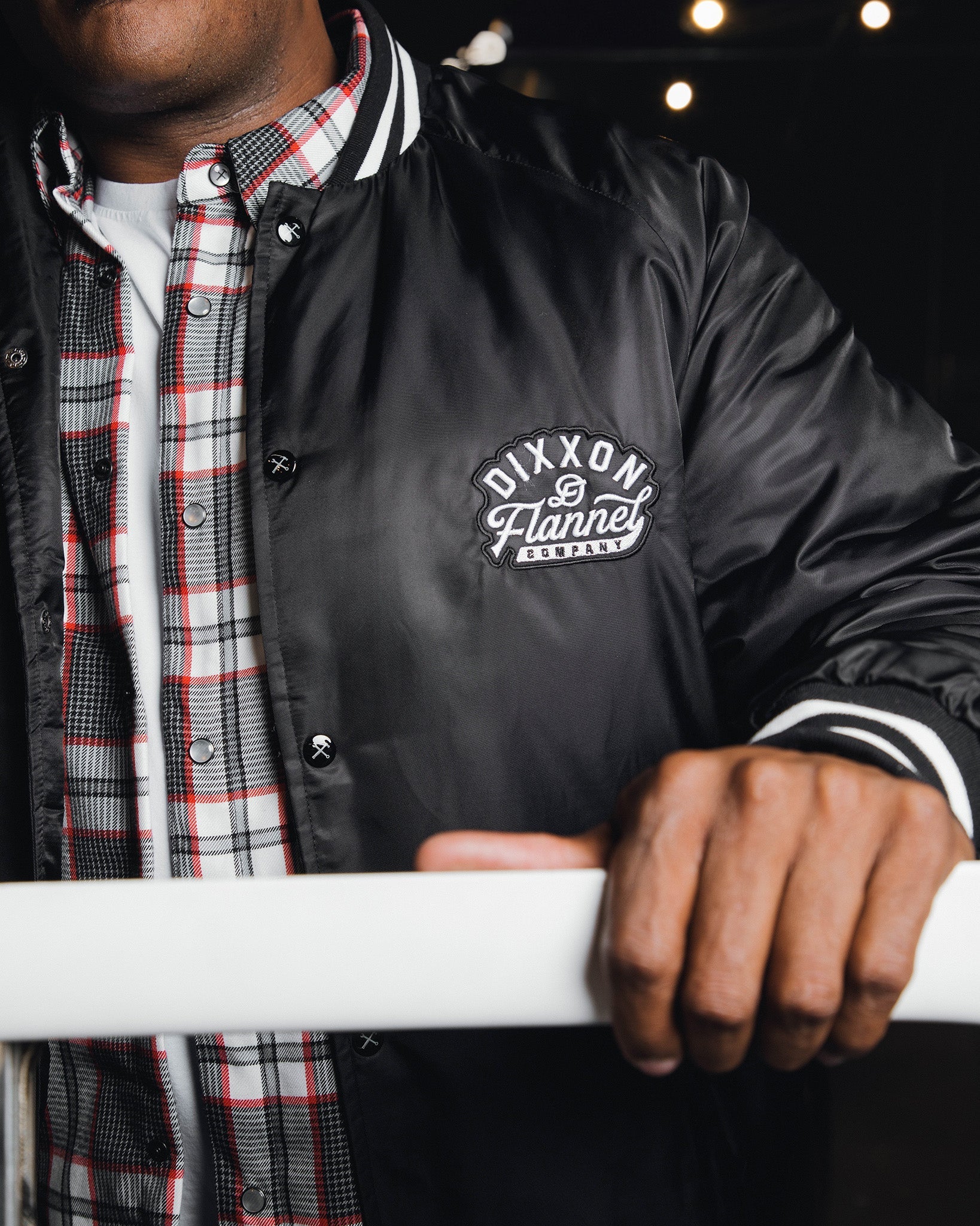 Pastime Varsity Jacket - Black & White - Image 3