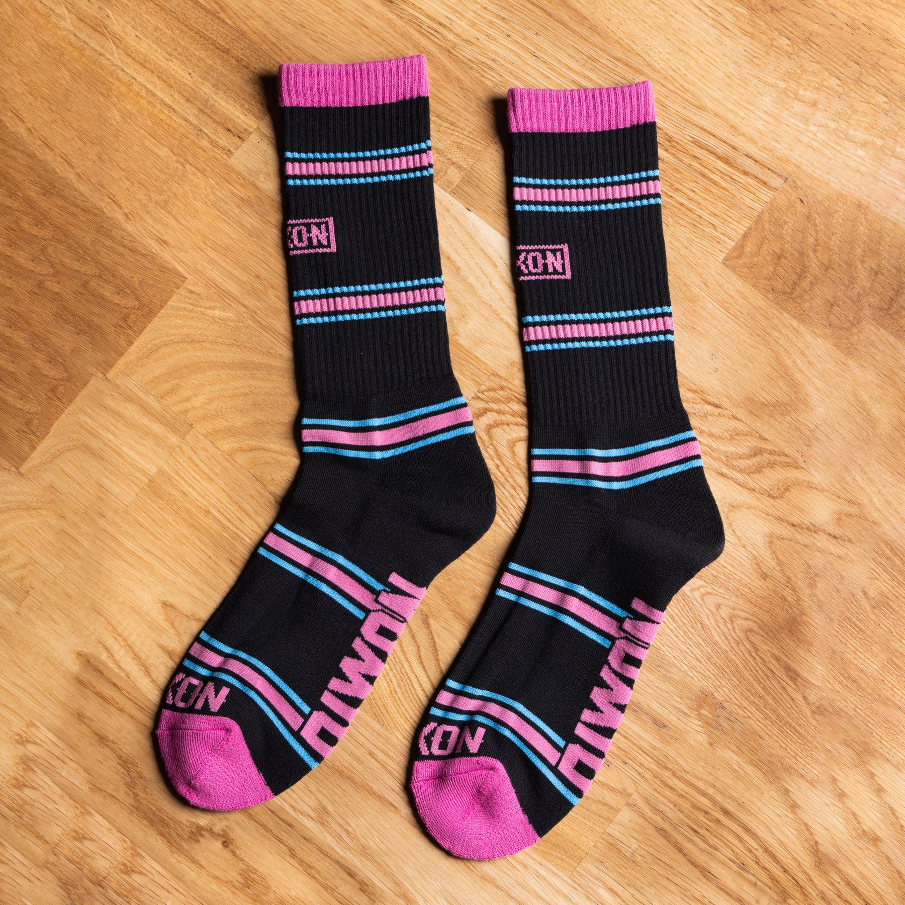 Prep Premium Crew Socks - Black & Pink