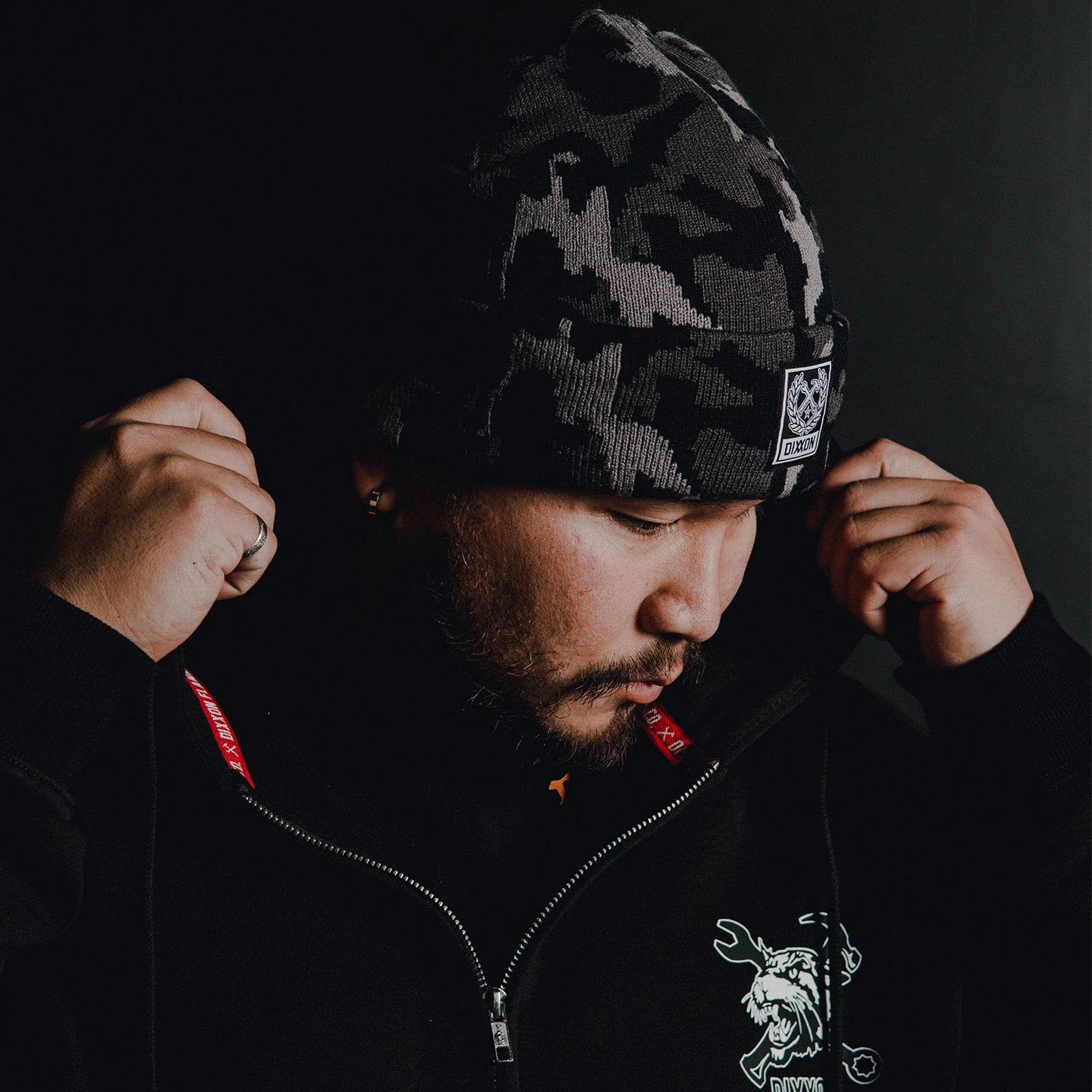 Ribbed Beanie - Black Camo