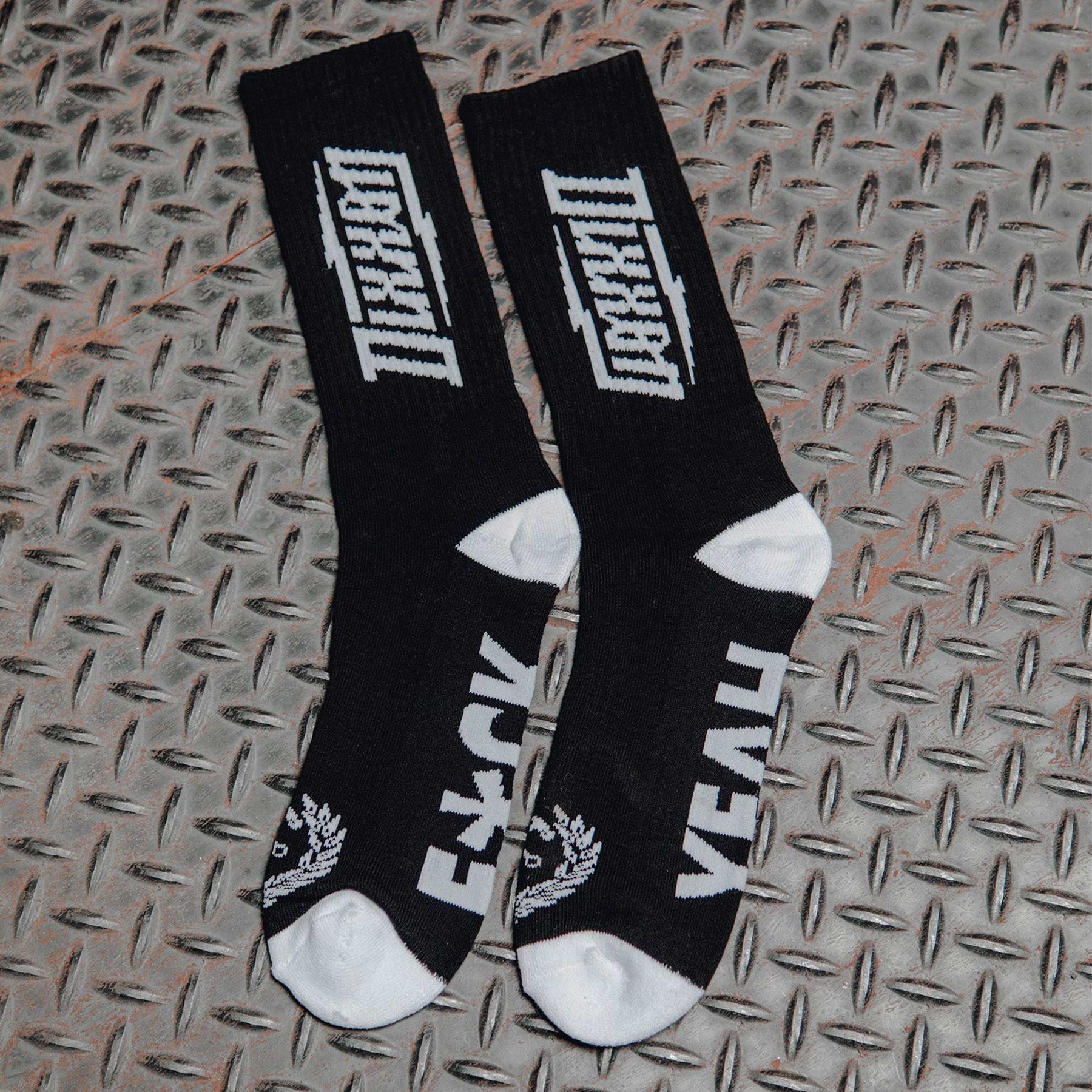 White Bolt Black Premium Crew Socks