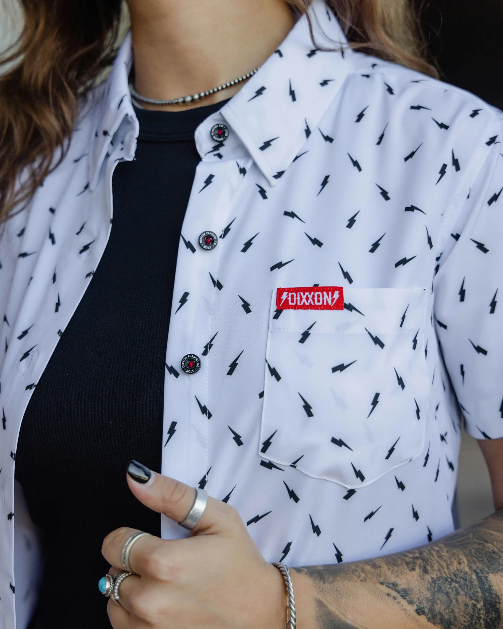 Women's Bolt Party Shirt - White & Black - Image 3