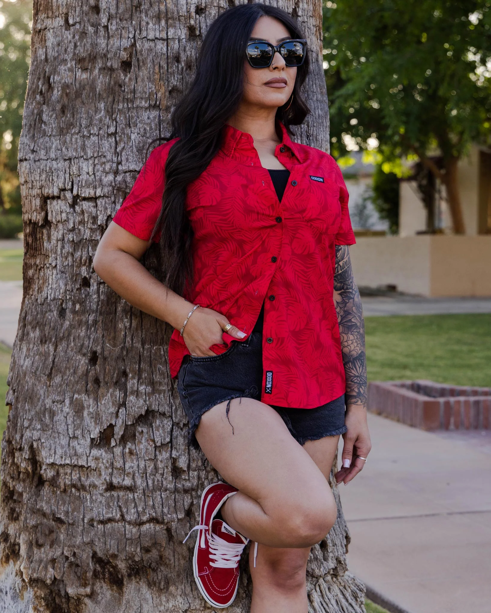 Women's Corcovado Camo Party Shirt - Red - Image 2