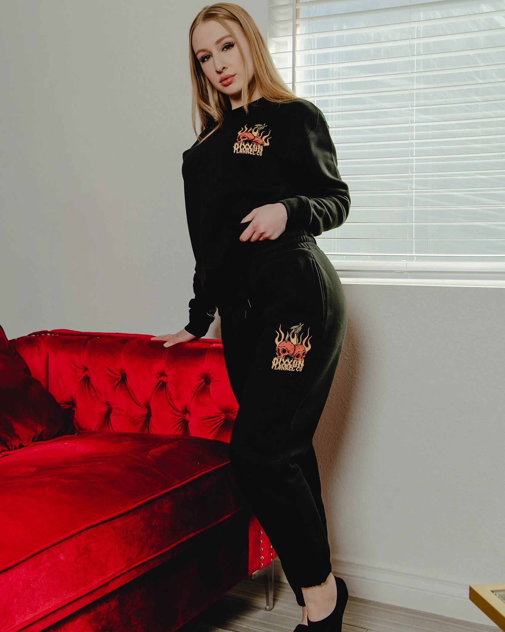 Women's Cherry Bomb Sweatpants - Black - Image 2