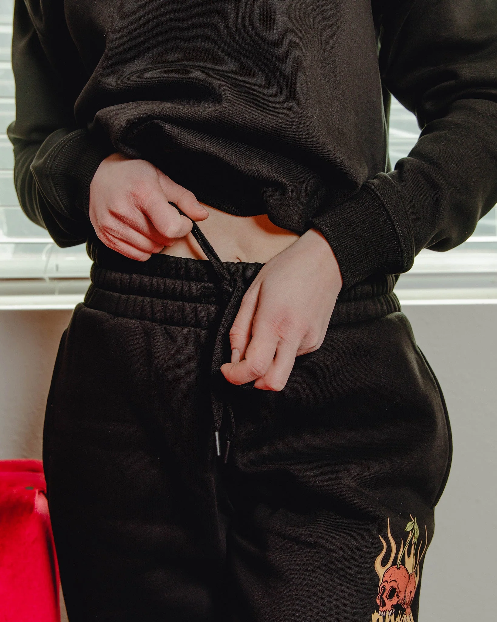Women's Cherry Bomb Sweatpants - Black - Image 3
