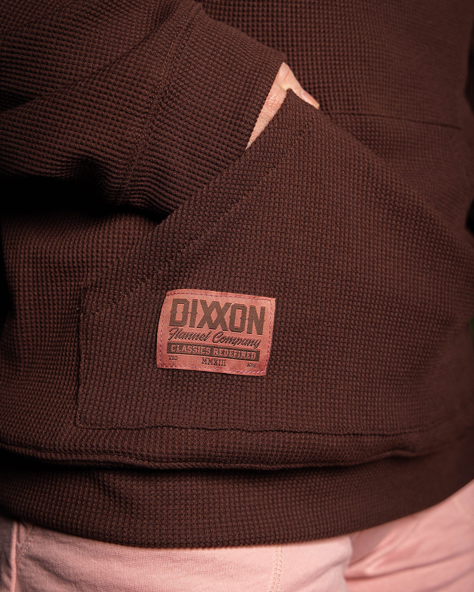 Women's Graphic Waffle Hoodie - Brown - Image 4