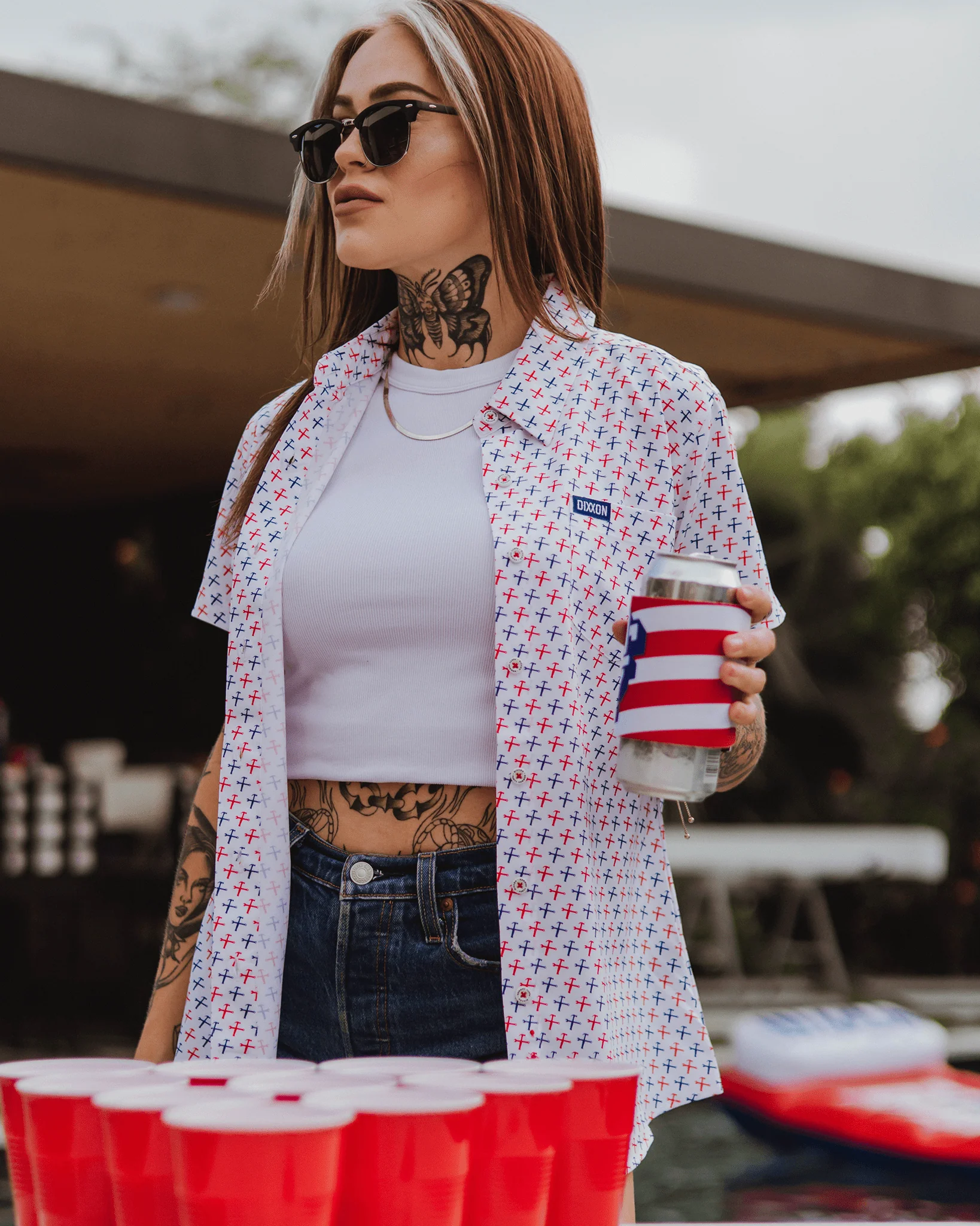 Women's Party Hammers Short Sleeve - Red, White & Blue - Image 7