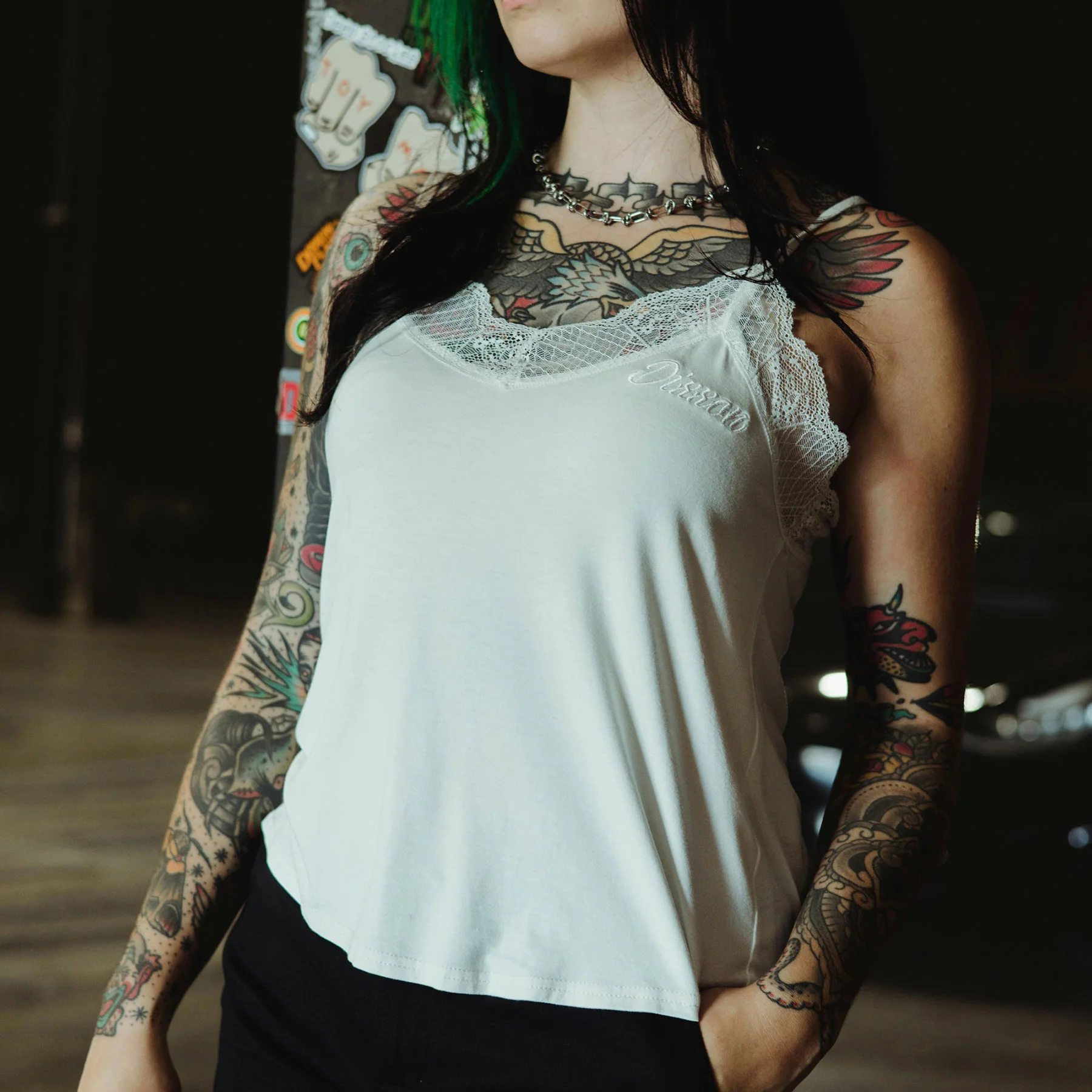 Women's Lace Cami Halter - White