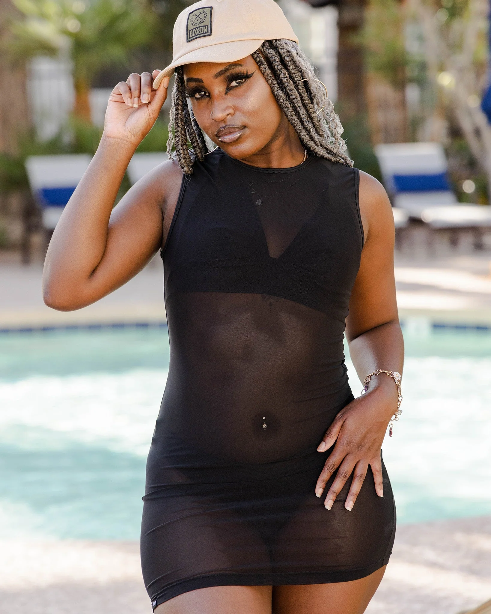 Women's Mesh Cover Up Dress - Black - Image 5