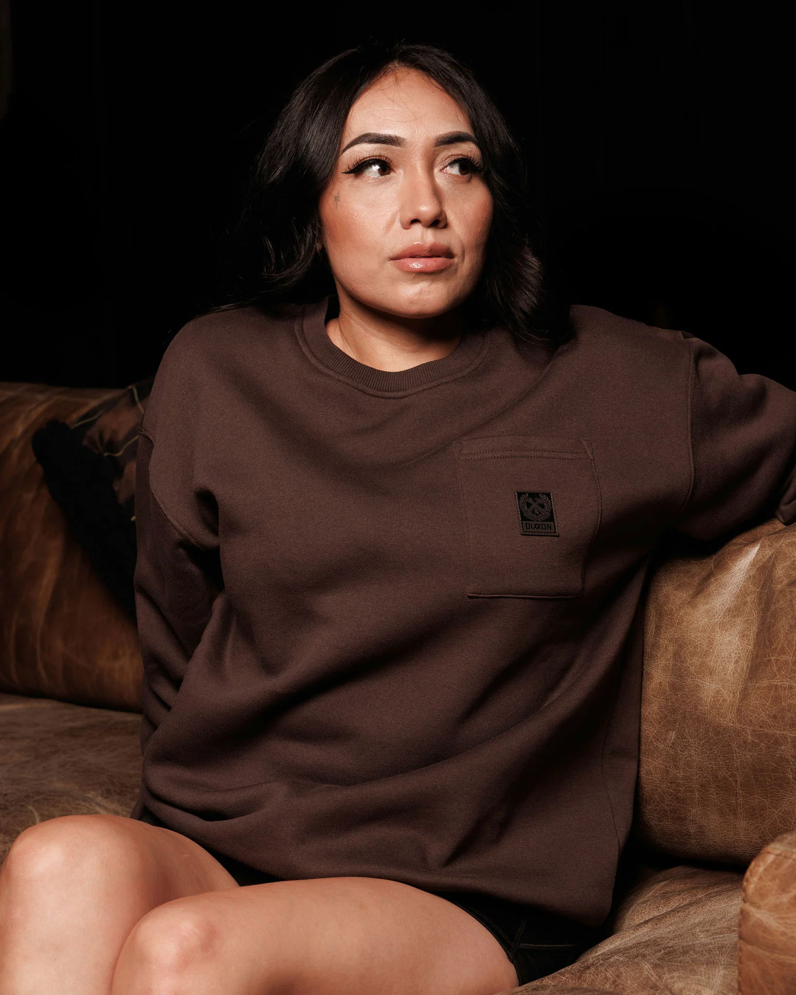 Women's Pocket Crewneck - Brown - Image 3