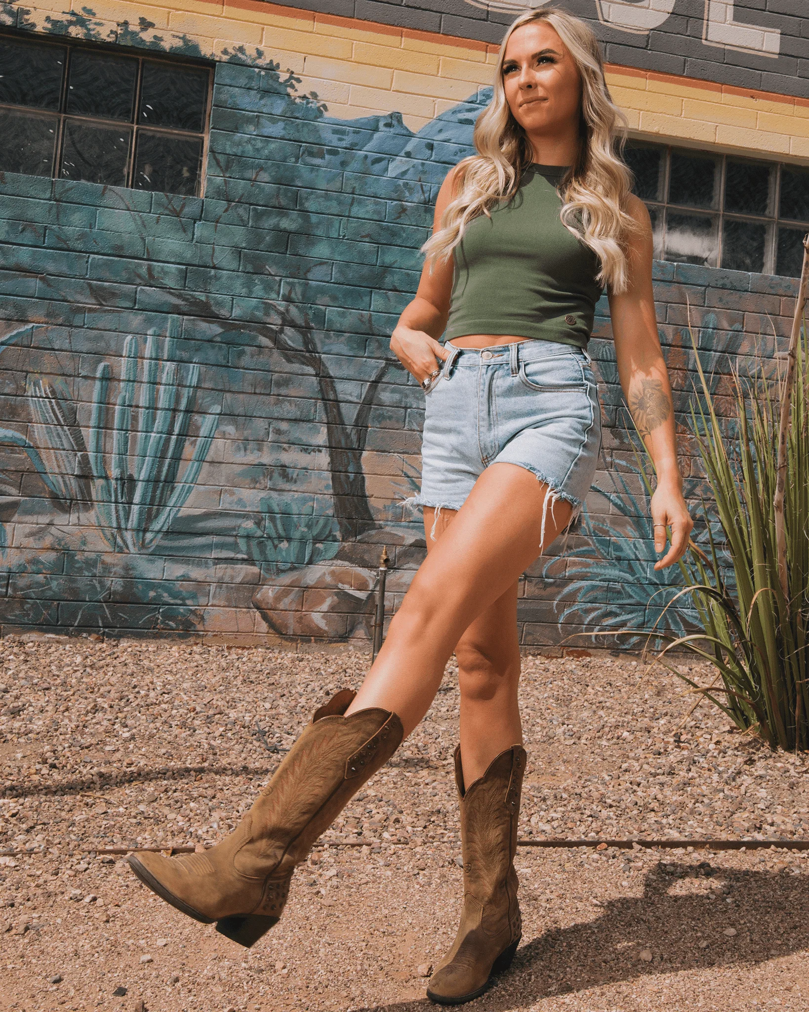 Women's Ribbed Tank - OD Green - One Size - Image 2