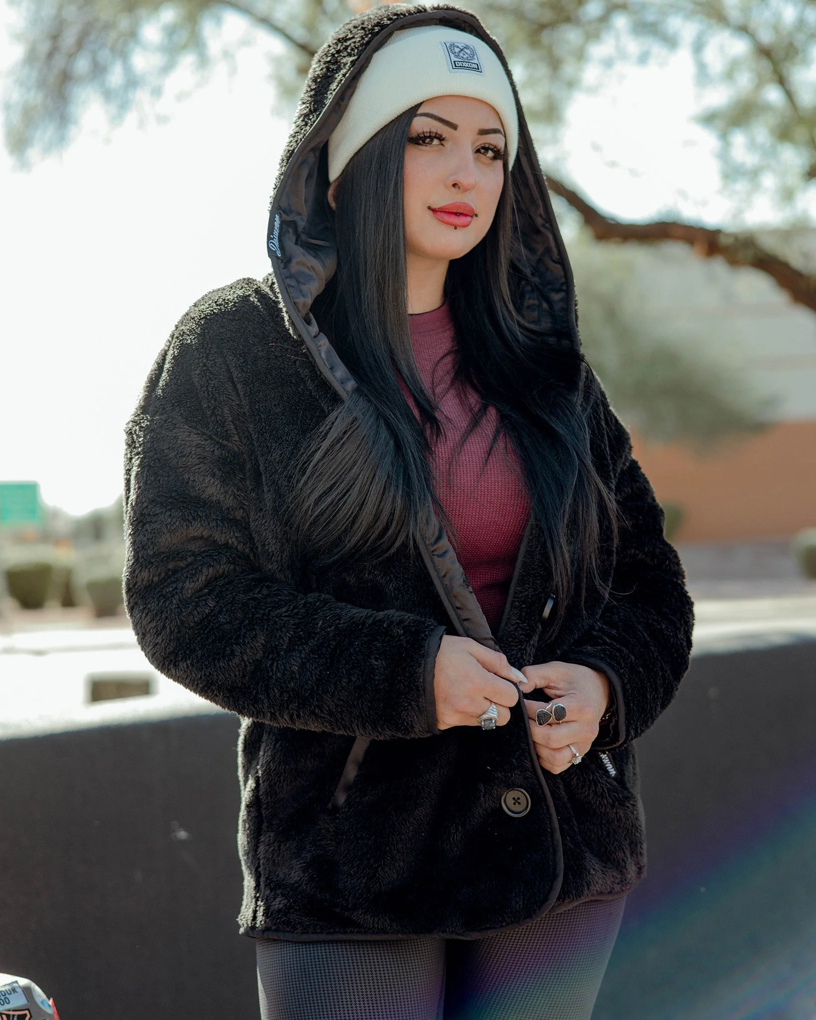 Women's Sherpa Cardigan - Black - Image 4