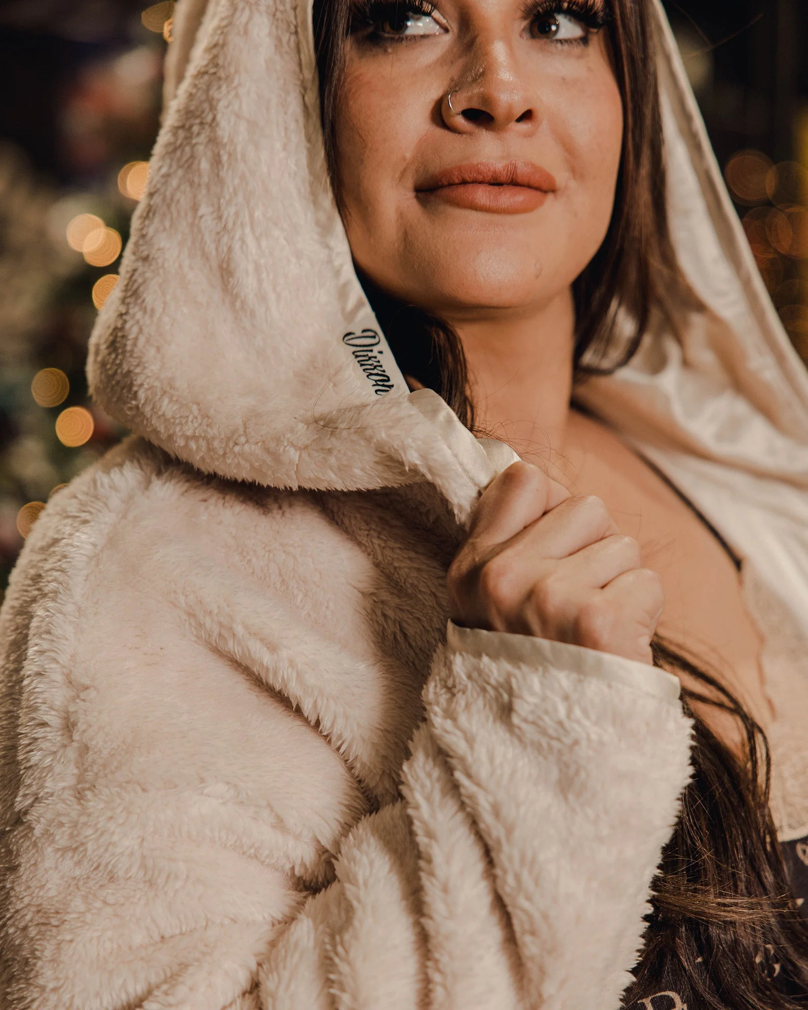 Women's Hooded Sherpa Cardigan - Latte - Image 4