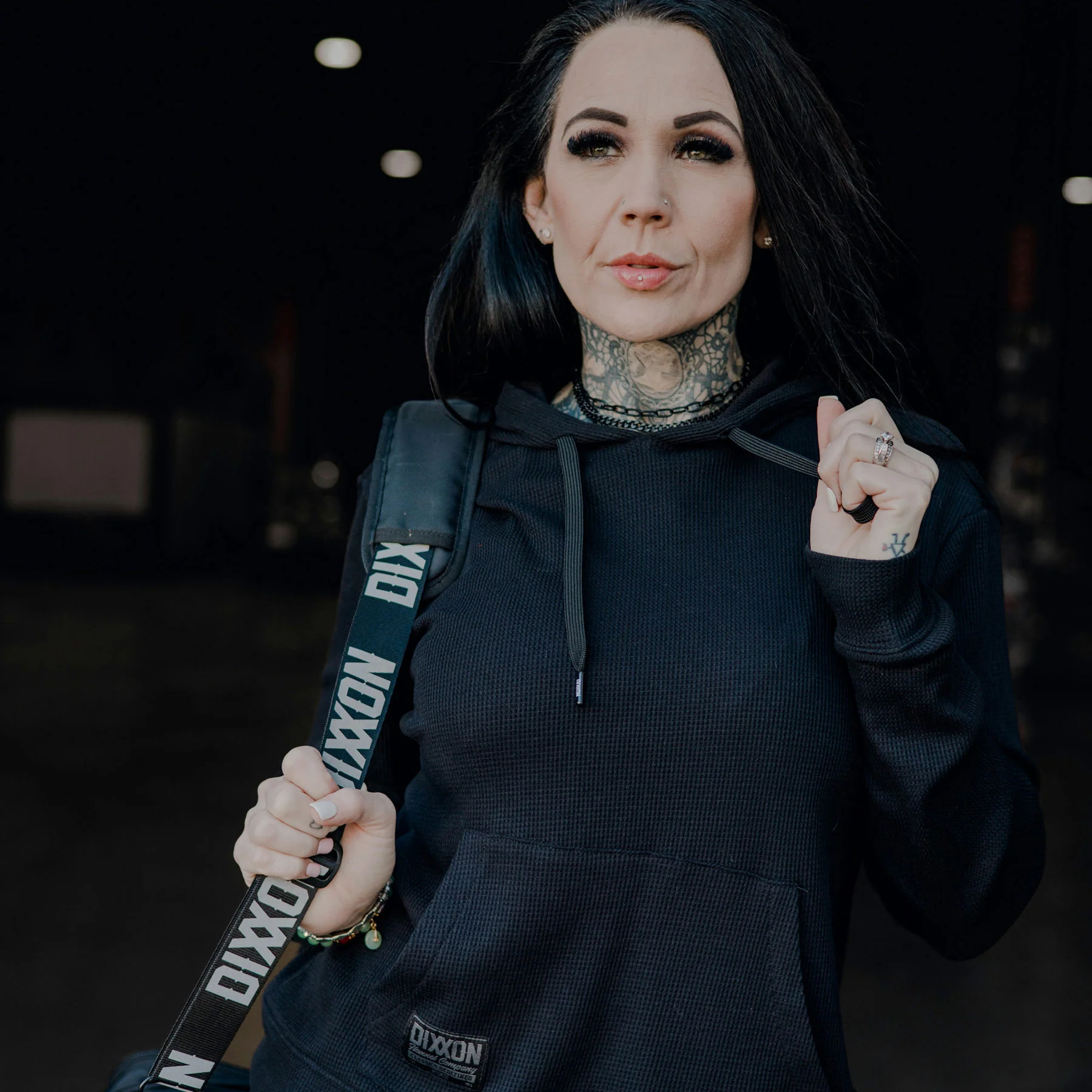 Women's Waffle Hoodie - Black