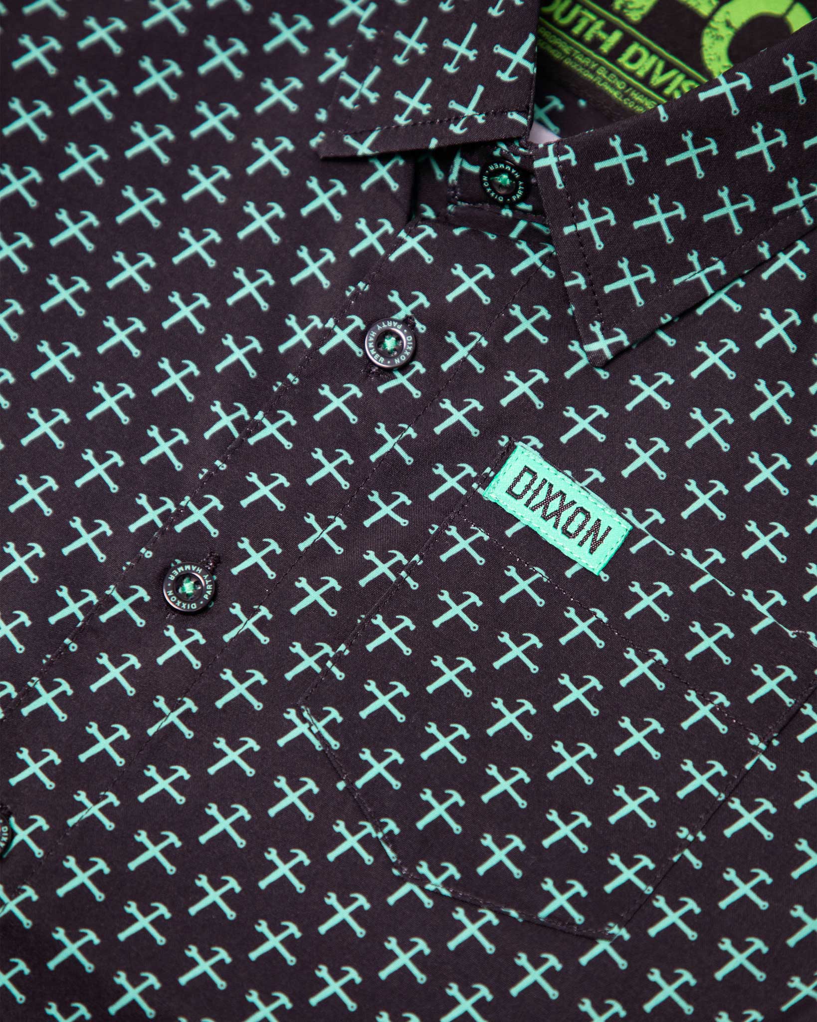 Youth Party Hammer Short Sleeve - Black & Aqua - Image 2